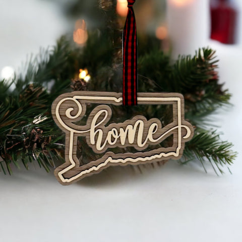 Connecticut Home Double Layer Ornament