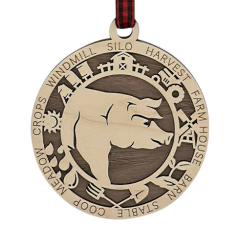 Custom Wooden Pig Ornament