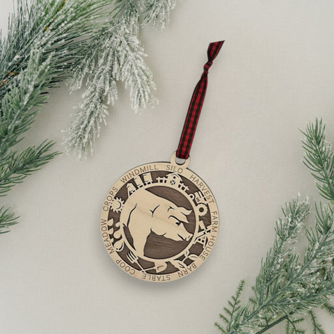 Custom Wooden Pig Ornament