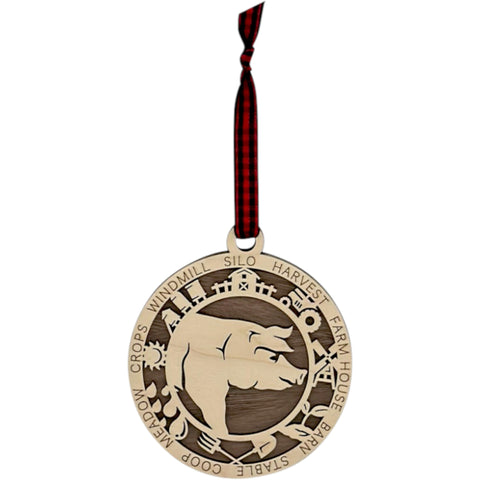 Custom Wooden Pig Ornament