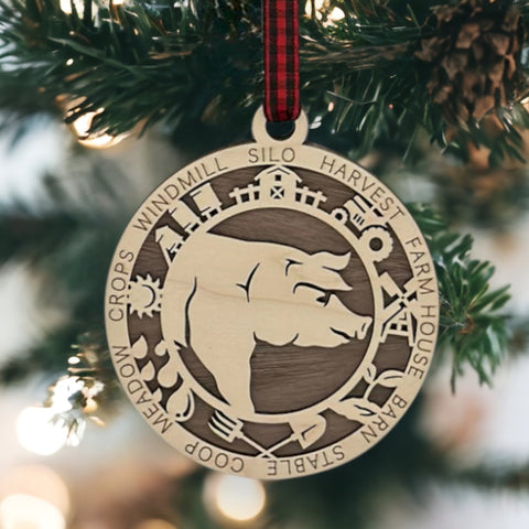 Custom Wooden Pig Ornament