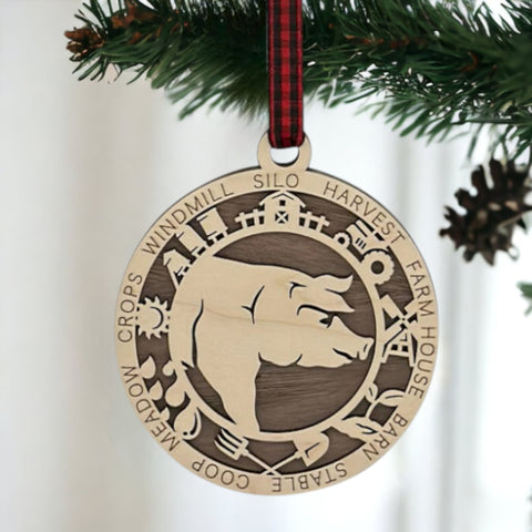 Custom Wooden Pig Ornament