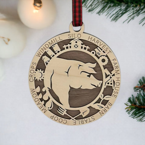 Custom Wooden Pig Ornament