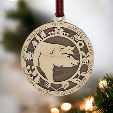 Custom Wooden Pig Ornament