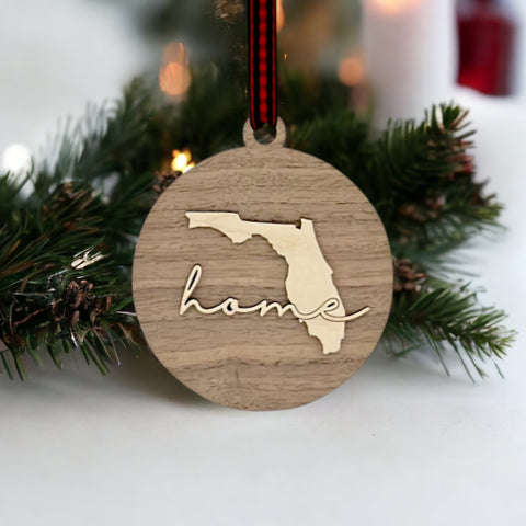 Florida Home Cursive Ornament