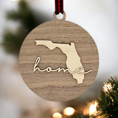 Florida Home Cursive Ornament