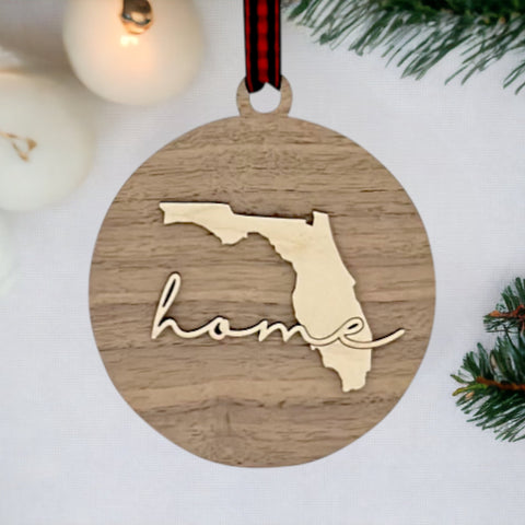 Florida Home Cursive Ornament