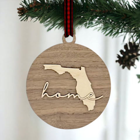 Florida Home Cursive Ornament