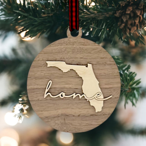 Florida Home Cursive Ornament