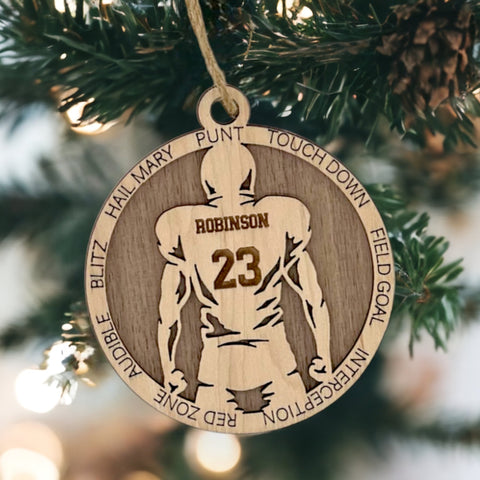 Score a touchdown in holiday style with our Personalized Football Sports Ornament! Tailor-made for football fanatics, this festive keepsake adds a personalized touch to your tree. Customize now for a unique ornament that celebrates the love of the game.