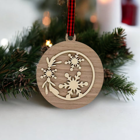 Frosty Flake Wooden Ornament