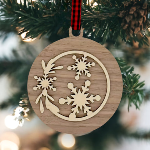 Frosty Flake Wooden Ornament