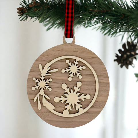 Frosty Flake Wooden Ornament