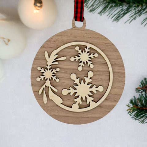 Frosty Flake Wooden Ornament