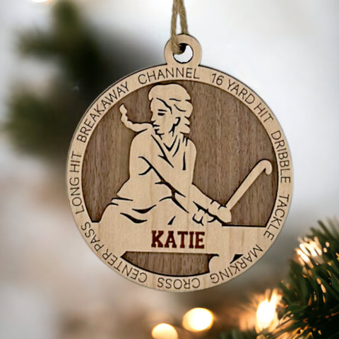 Score a goal for holiday spirit with our Personalized Female Field Hockey Ornament! Tailored for field hockey enthusiasts, this custom keepsake adds a personal touch to your tree. Celebrate the drive and dedication of your player with this spirited ornament. Customize now for a winning touch in holiday decor – order your Personalized Female Field Hockey Ornament today!