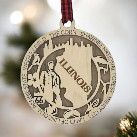 Elevate your holiday with the essence of Illinois! Our State Highlights Ornament captures the iconic landmarks and spirit of the Prairie State. Bring a touch of Illinois charm to your festive decor.