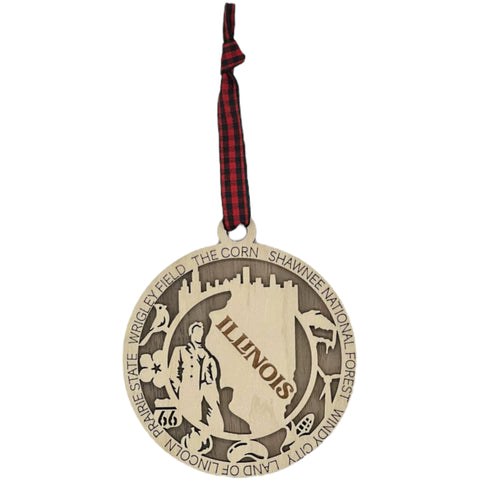 Elevate your holiday with the essence of Illinois! Our State Highlights Ornament captures the iconic landmarks and spirit of the Prairie State. Bring a touch of Illinois charm to your festive decor.