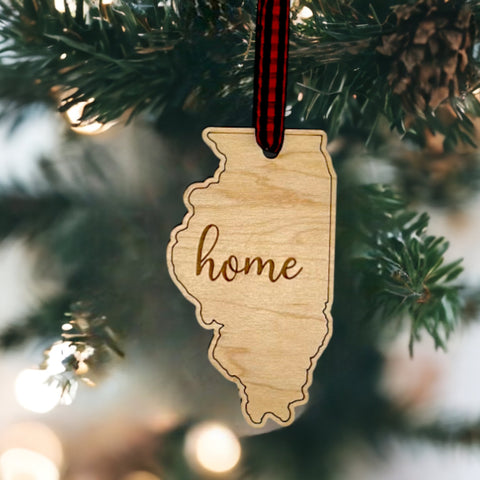 Illinois Home Script Ornament