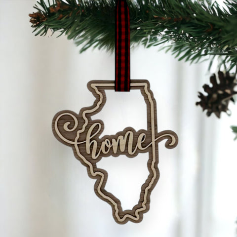Illinois Home Double Layer Ornament