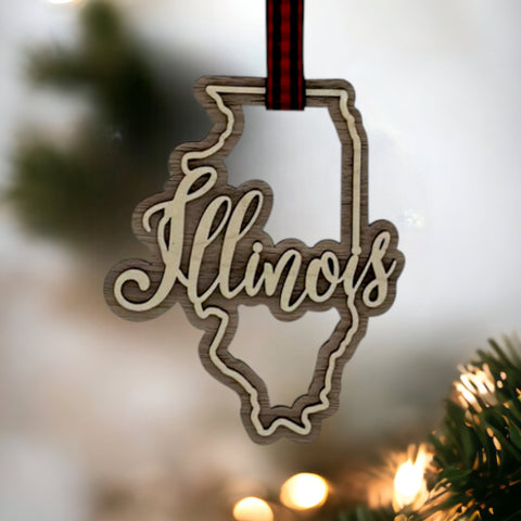 Illinois Double Layer Ornament