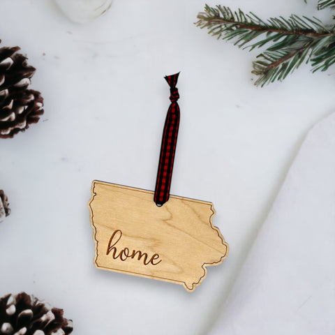 Iowa Home Script Ornament