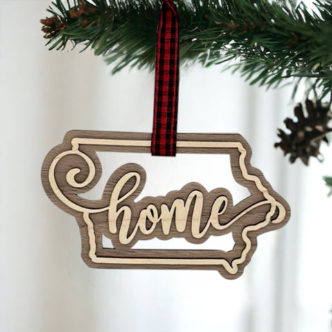 Iowa Home Double Layer Ornament