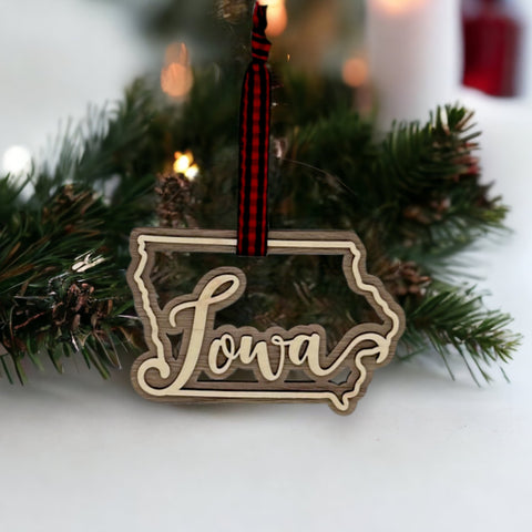 Iowa Double Layer Ornament