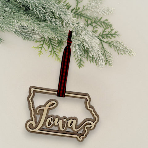 Iowa Double Layer Ornament