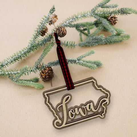 Iowa Double Layer Ornament