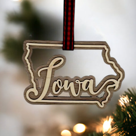 Iowa Double Layer Ornament