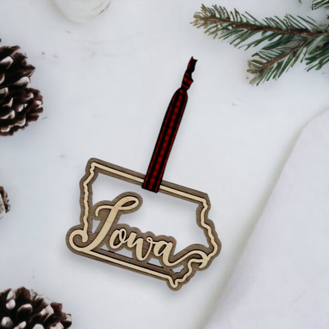 Iowa Double Layer Ornament