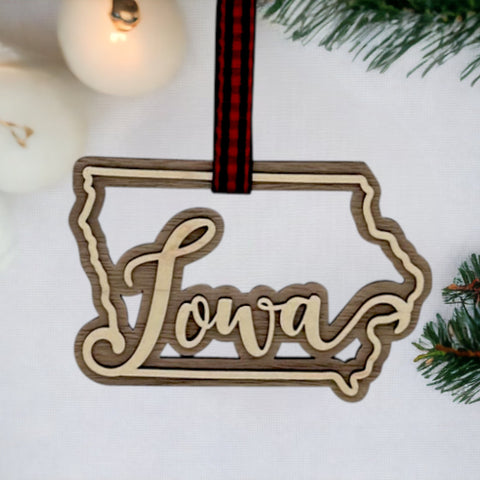 Iowa Double Layer Ornament