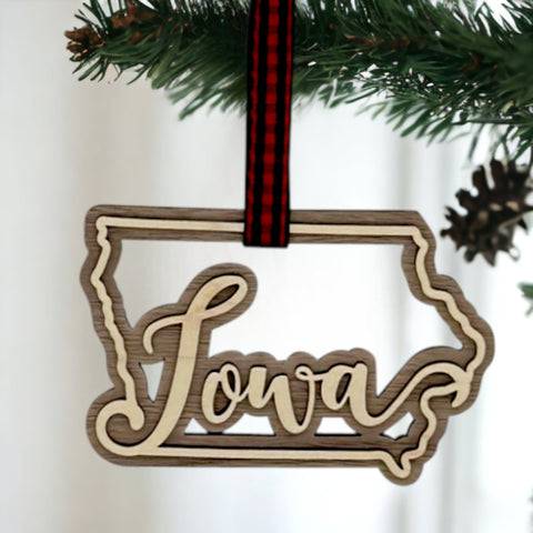 Iowa Double Layer Ornament