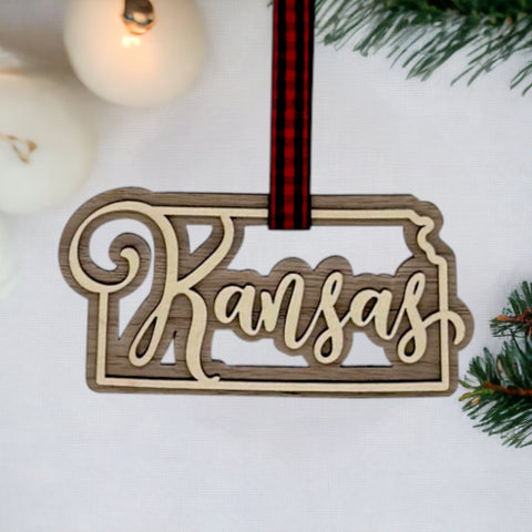 Kansas Double Layer Ornament