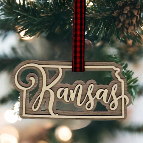 Kansas Double Layer Ornament