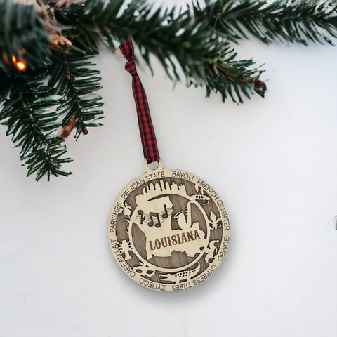 Infuse your festivities with Louisiana flair! Our Louisiana State Highlights Ornament captures the vibrant spirit of the Bayou State. From jazz-filled streets to iconic landmarks, let the Pelican State charm your holiday decor.