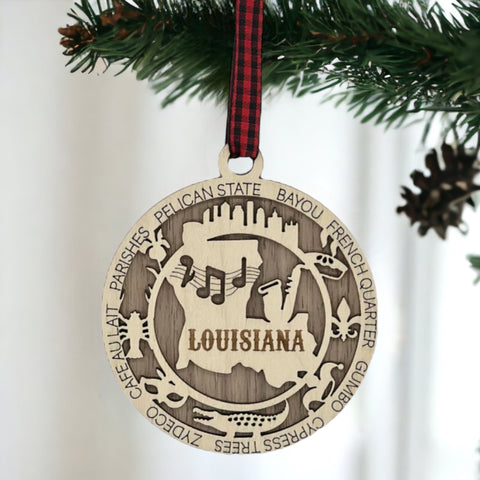 Infuse your festivities with Louisiana flair! Our Louisiana State Highlights Ornament captures the vibrant spirit of the Bayou State. From jazz-filled streets to iconic landmarks, let the Pelican State charm your holiday decor.