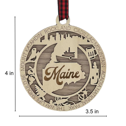 Elevate your holiday with a touch of Maine magic! Introducing our Maine State Highlights Ornament, a coastal-inspired masterpiece. From lighthouses to pine-covered landscapes, celebrate the beauty of the Pine Tree State in every detail. 