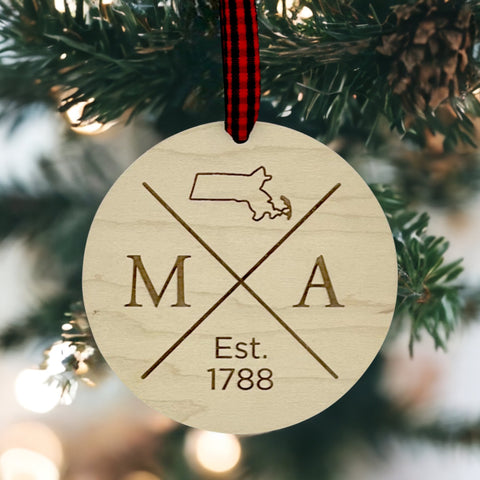 Massachusetts Established Ornament