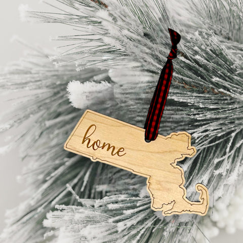 Massachusetts Home Script Ornament