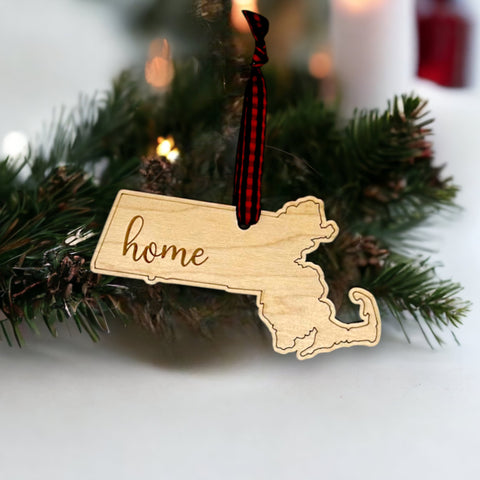 Massachusetts Home Script Ornament