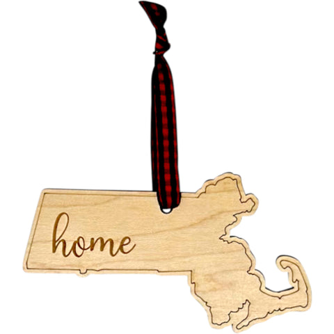 Massachusetts Home Script Ornament