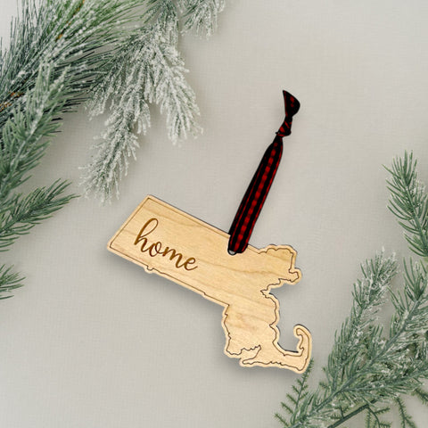 Massachusetts Home Script Ornament