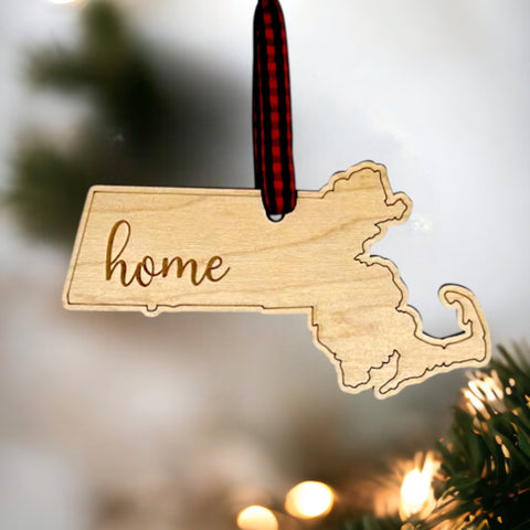 Massachusetts Home Script Ornament