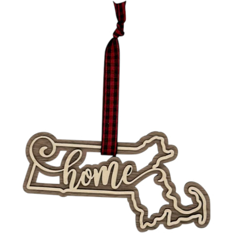 Massachusetts Home Double Layer Ornament