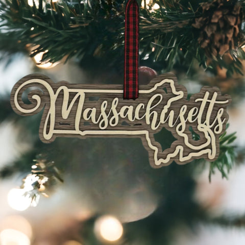 Massachusetts Double Layer Ornament