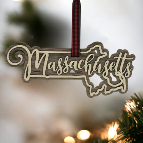 Massachusetts Double Layer Ornament