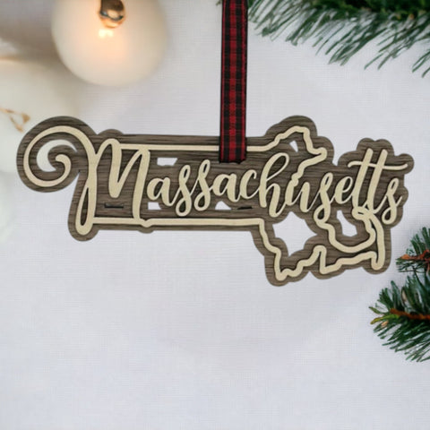 Massachusetts Double Layer Ornament