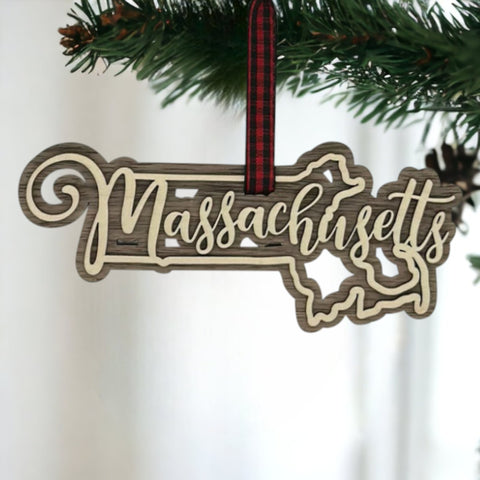 Massachusetts Double Layer Ornament