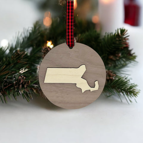 Massachusetts Raised Ornament